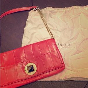 Pink faux crocodile Kate Spade purse